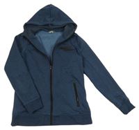 Tmavomodrá melírovaná pletená propínací mikina s kapucí jbc