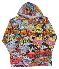 Farebná ľahká mikina s nápismi a kapucňou