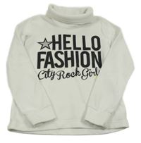 Biela fleecová mikina s nápisom a golierikom C&A