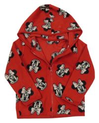 Červená fleecová propínací mikina s Minnie a kapucí George