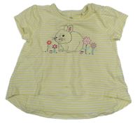 Bílo-žluté pruhované tričko s králíkem Topomini