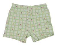 Světlezeleno-biele kockované kraťasy s ovociem Primark