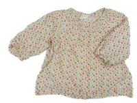 Smetanovo-růžovo-barevné květovaná plátěná halenka H&M