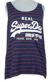 Dámský tmavomodro-červený pruhovaný top s logem Superdry 
