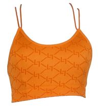Dámsky oranžový vzorovaný rebrovaný crop top Primark