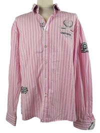 Pánská růžová proužkovaná košile s nápisy Camp David vel. 3XL