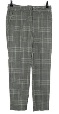 Dámske čierno-biele kockované nohavice H&M