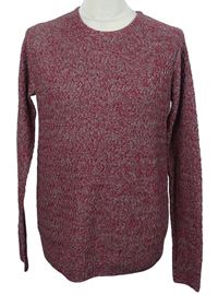 Pánsky červeno-sivý melírovaný vzorovaný sveter Cedarwood state