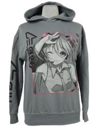 Dámská šedá mikina s potiskem a kapucí 