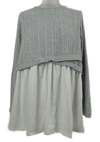 Dámská šedo-bílá žebrovaná úpletová tunika Shein 