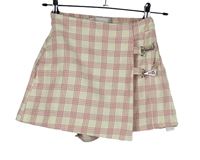 Dámska bielo-ružová kockovaná skort sukňa Bershka