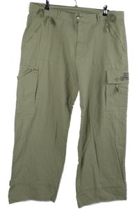 Pánské světlekhaki plátěné kalhoty s kapsami vel. 58