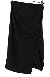 Dámska čierna trblietavá sukňa s řasením Shein