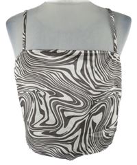 Dámský hnědo-bílý vzorovaný crop top Primark 