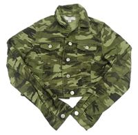 Zelená army rifľová elastická crop bunda New Look