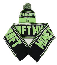2set- čierno-zelená čepice Minecraft+ šál