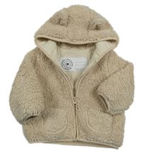 Béžová huňatá podšitá propínací mikina s kapucí George