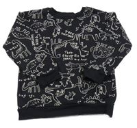 Čierna mikina s dinosaurami a nápismi George