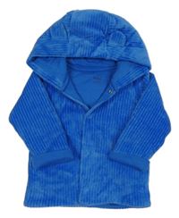 Modrá žebrovaná sametová zateplená propínací mikina s kapucí M&S