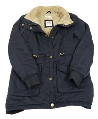 Tmavomodrá šusťáková zimní parka H&M