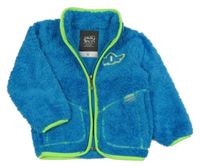 Azurová chlupatá propínací mikina s nášivkou Name it