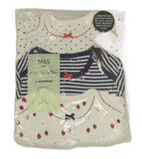 Nové - 3x overal bílý puntíkatý+ tmavomodro-bílý pruhovaný+ bílý s jahůdkami M&S