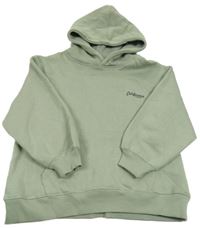 Khaki mikina s nápisom a kapucňou Zara