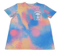 Modro-růžovo-barevné vzorované tričko s palmou Primark