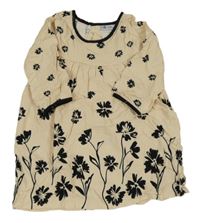 Béžovo-černé čaty s kvetinami So Cute