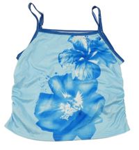 Modrý crop top s kvetinou
