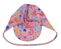 Růžový UV klobouk s mořskými zvířátky 