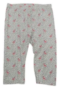 Biele bodkované crop legíny s plameňáky Tom Tailor