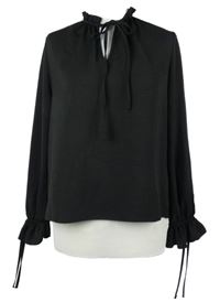 Dámská černá halenka se zavazováním u krku New Look