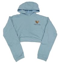 Svetlomodrá crop mikina so srdiečkom a nápisom Studio