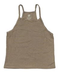 Béžovo-čierny prúžkovaný crop top H&M