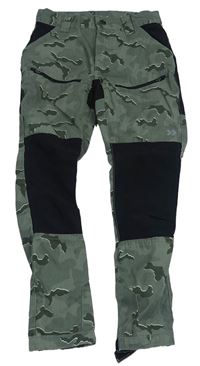 Khaki army-čierne plátenné nohavice