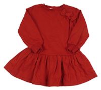 Červené teplákové šaty s mašlou H&M