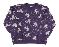 Fialová mikina s jednorožcami