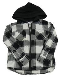 Černo-bílá kostkovaná košile s kapucí Dopodopo