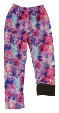 Růžovo-modro-fialové galaktické zateplené legíny