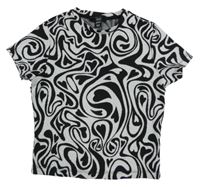 Černo-bílé vzorované crop tričko New Look