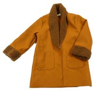 Oranžový flaušový kabátový cardigan s beránkem Shein