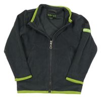 Tmavosivá fleecová prepínaci mikina so zeleným lemem