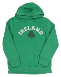 Zelená mikina s nápisom a kapucí - Ireland Primark