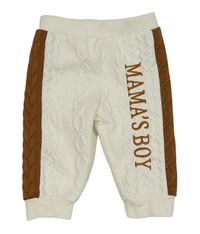 Bielo-hnedé vzorované tepláky s nápisom