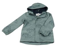 Zelenošedá šusťáková jarní bunda s bagry a kapucí Topolino