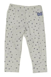 Biele legíny s drobnými kvietkami a motýlom