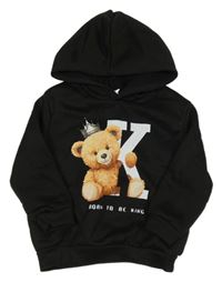 Čierna mikina s medvěďom a kapucňou Shein