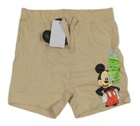 Nové - Béžové bavlněné kraťasy s Mickeym Disney