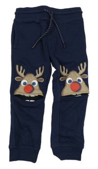 Tmavomodré tepláky se soby C&A